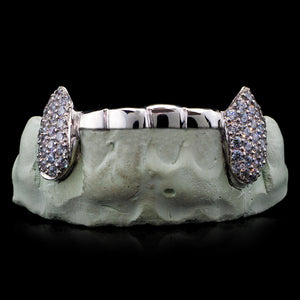 Solid Gold Natural Diamond Iced 6 Teeth Connecting Bridge Grillz Bar