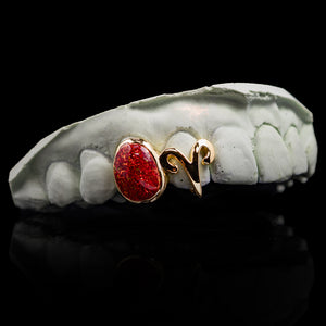 Aries Opal Zodiac Sign Double Cap Grillz