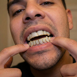 Solid Gold Natural Diamond Zigzag Setting Grillz