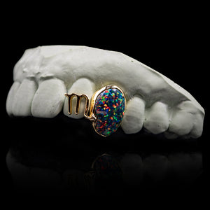 Scorpio Opal Zodiac Sign Double Cap Grillz