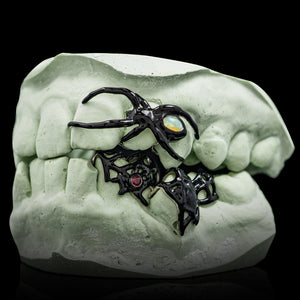 Spider Web Enamel Opal Grillz