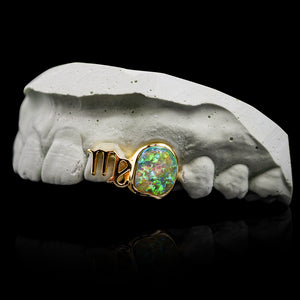 Virgo Opal Zodiac Sign Double Cap Grillz