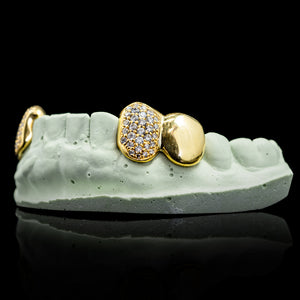 Solid and Iced Bottom Double Cap Grillz