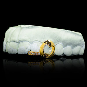Open Face Heart with Iced Tip Double Cap Grillz