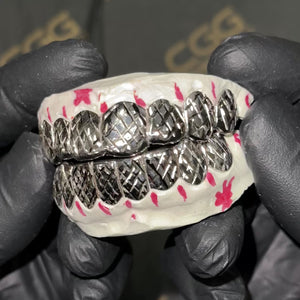 Solid .925 Sterling Silver Diamond Cut Grillz