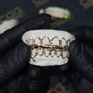Solid Gold Open Face Diamond Cut With Diamond Dust Grillz