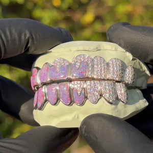 Iced Opals with VVS Moissanite Drips Grillz
