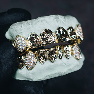 Rose Cuts with Iced Fangs Grillz