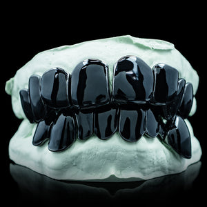 Black Enamel Solid Deep Cut Grillz
