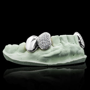 Solid and Iced Bottom Double Cap Grillz