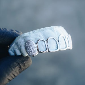 Open Face with Iced Fangs Grillz