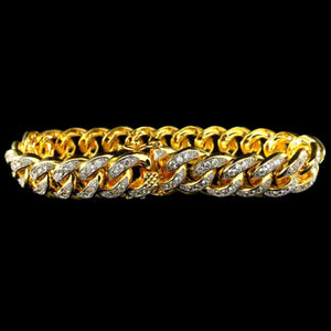 13mm Diamond Cuban Link Bracelet in Yellow Gold