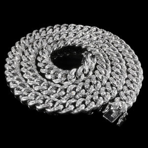 13mm Diamond Cuban Chain in White Gold