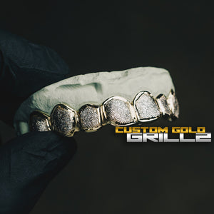Solid Gold Two Tone Diamond Dust Grillz