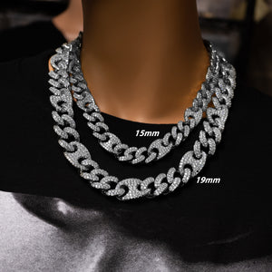 15mm/19mm Diamond Mariner Cuban Chain in White Gold