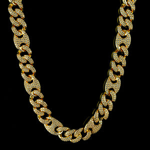 15mm/19mm Diamond Mariner Cuban Chain in Yellow Gold