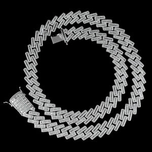 19mm Diamond Baguette Cuban Chain in White Gold