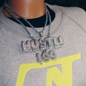 Custom Iced Bold Letter Drip Pendant with Tennis Chain