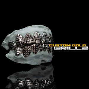 Solid .925 Sterling Silver Princess Square Diamond Cut with Diamond Dust Grillz