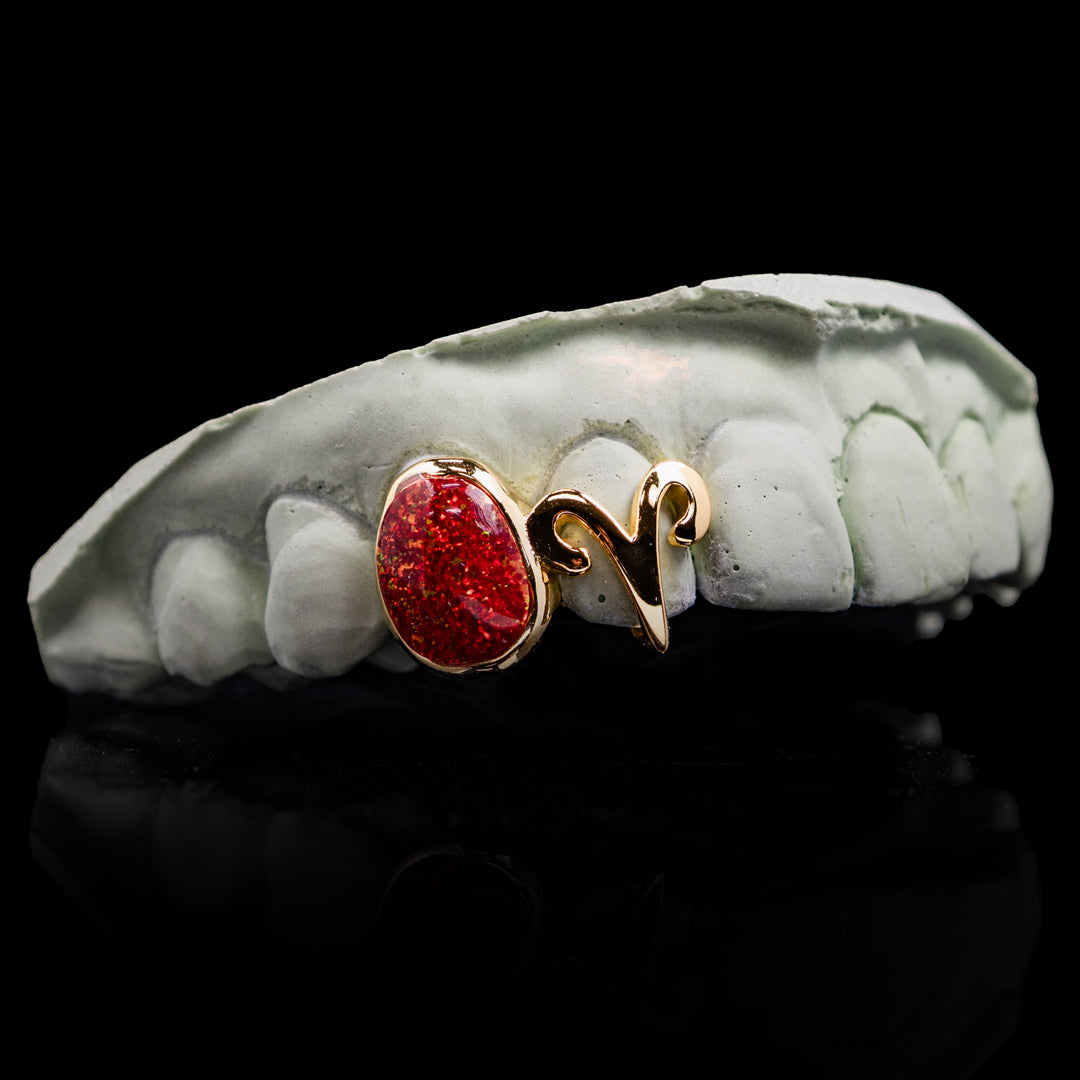 Aries Opal Zodiac Sign Double Cap Grillz