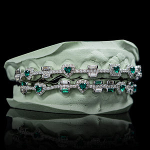 Iced Out Heart & Baguette Braces Syle Grillz