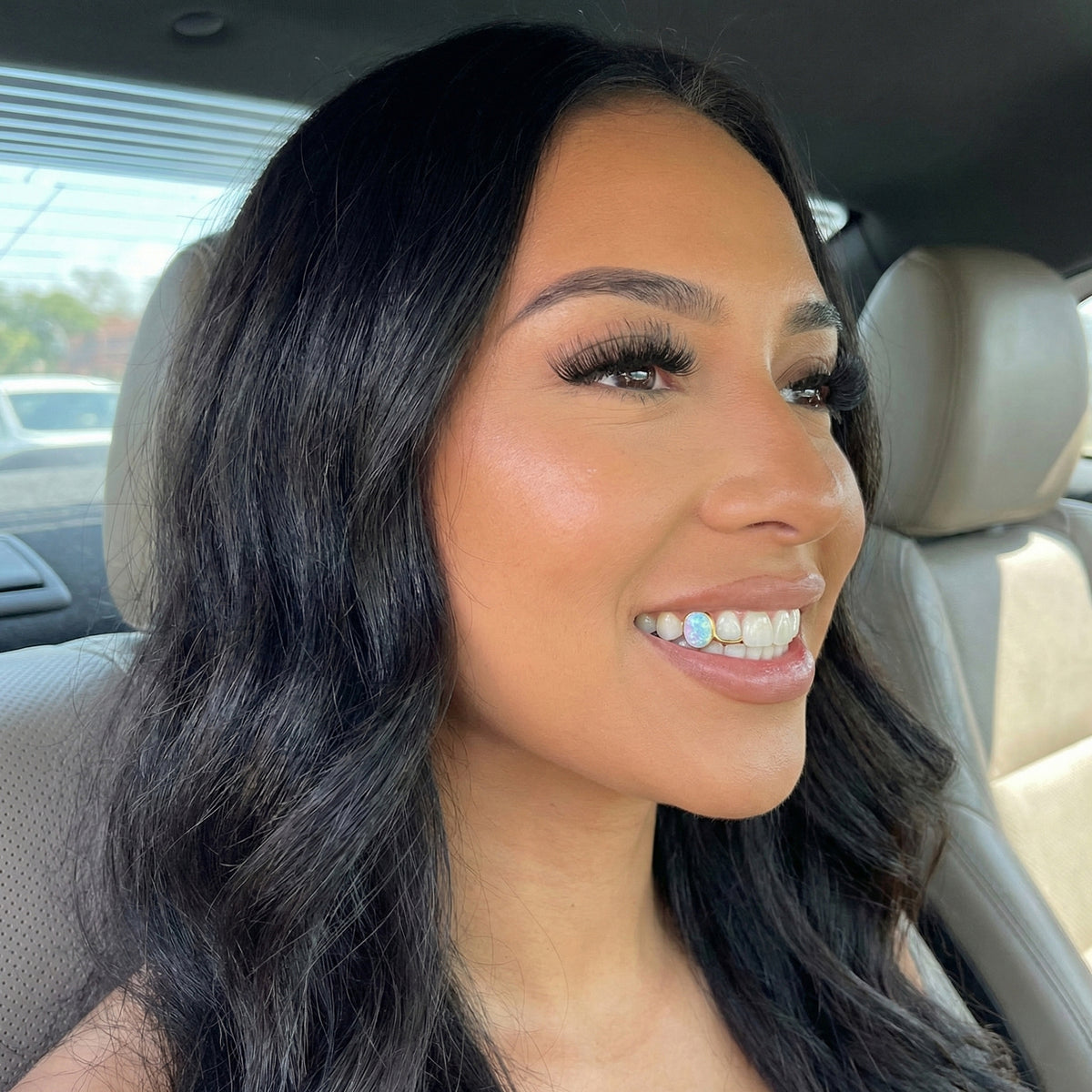 Opal with Solid Tip Double Cap Grillz