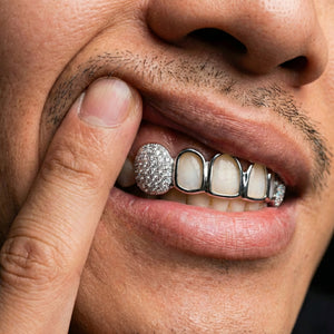 Open Face with Iced Fangs Grillz