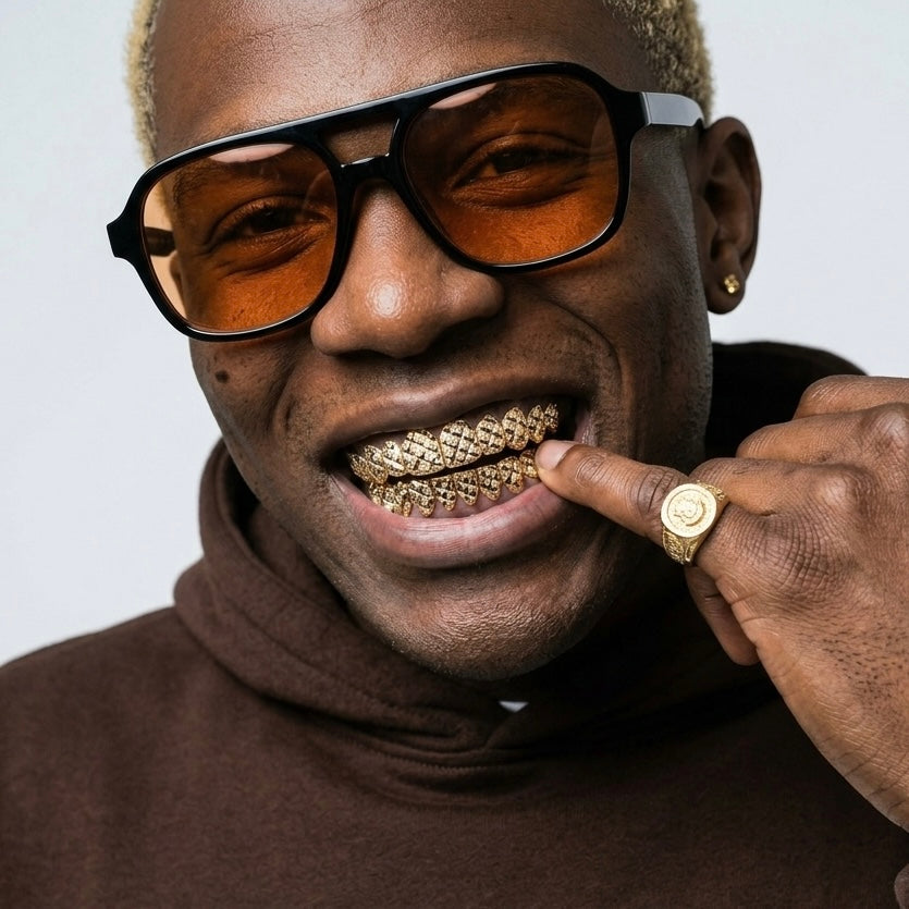 Solid Gold Diamond Cut with Diamond Dust Grillz