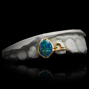 Libra Opal Zodiac Sign Double Cap Grillz