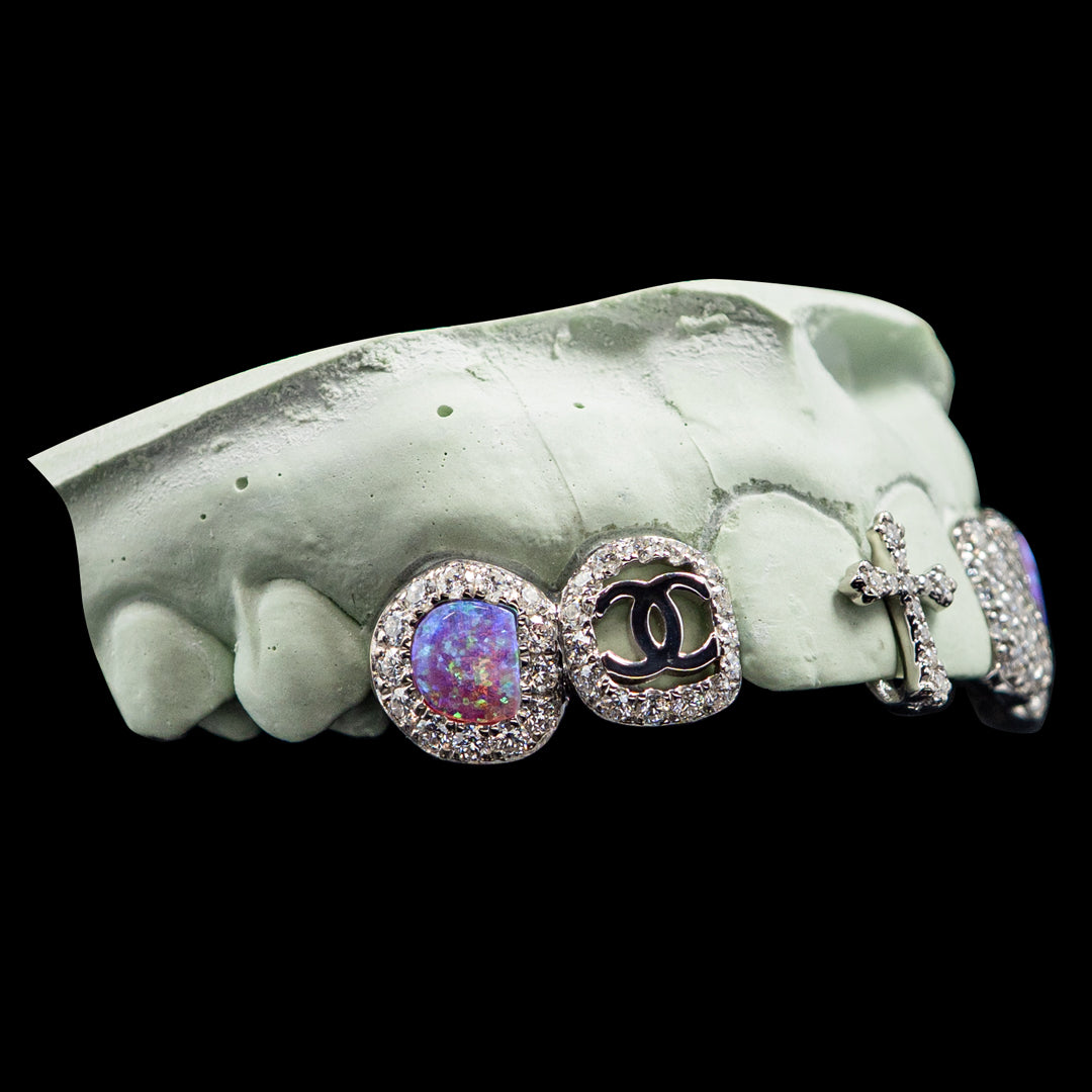 Iced Opal Cross Gap Filler Grillz