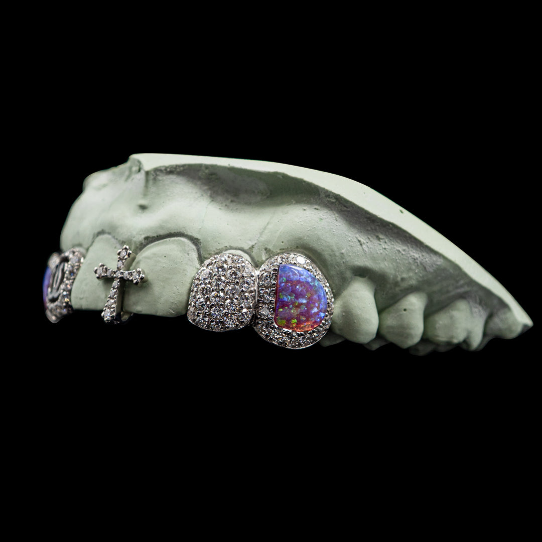 Iced Opal Cross Gap Filler Grillz