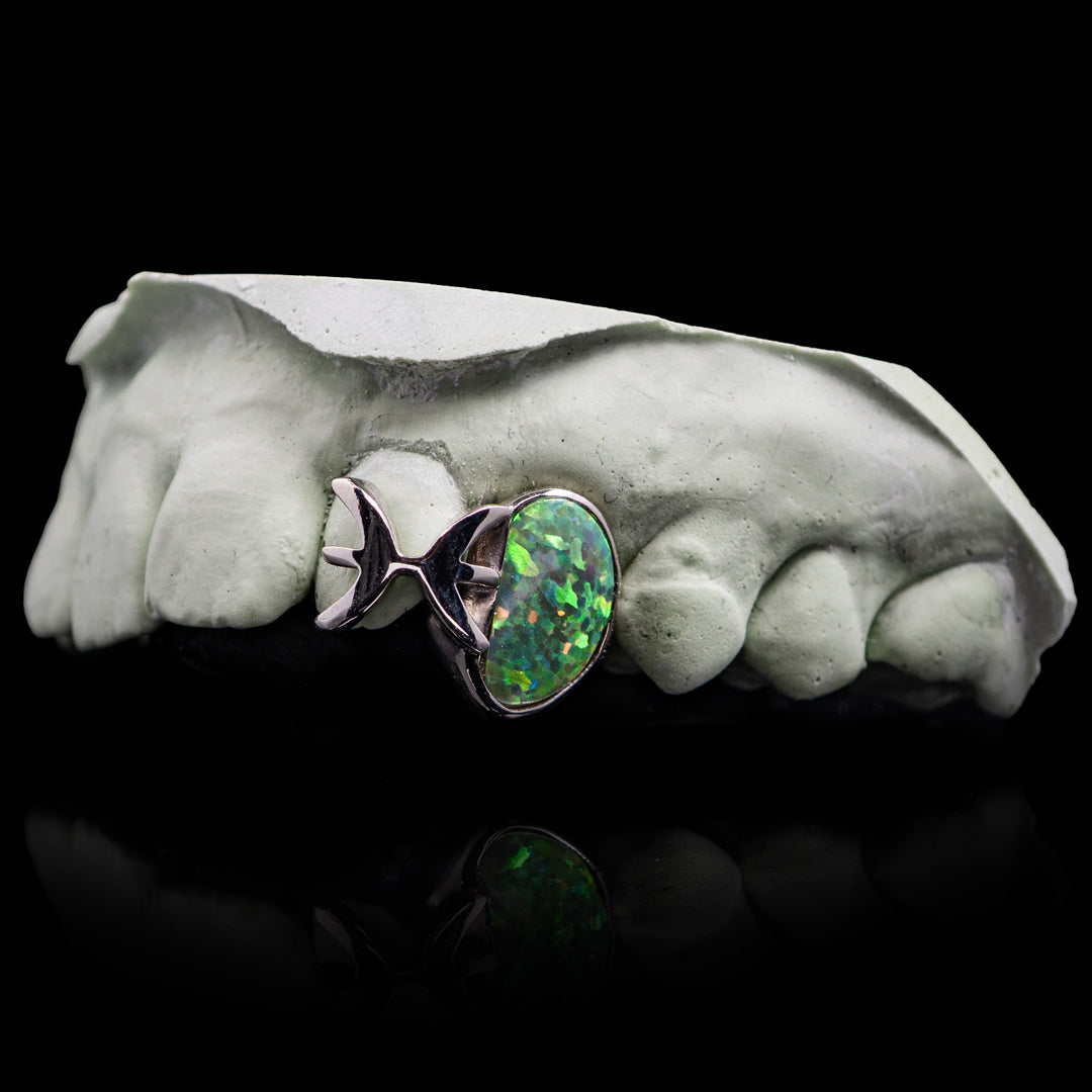 Pisces Opal Zodiac Sign Double Cap Grillz