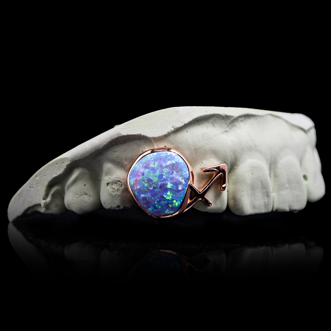 Sagittarius Opal Zodiac Sign Double Cap Grillz