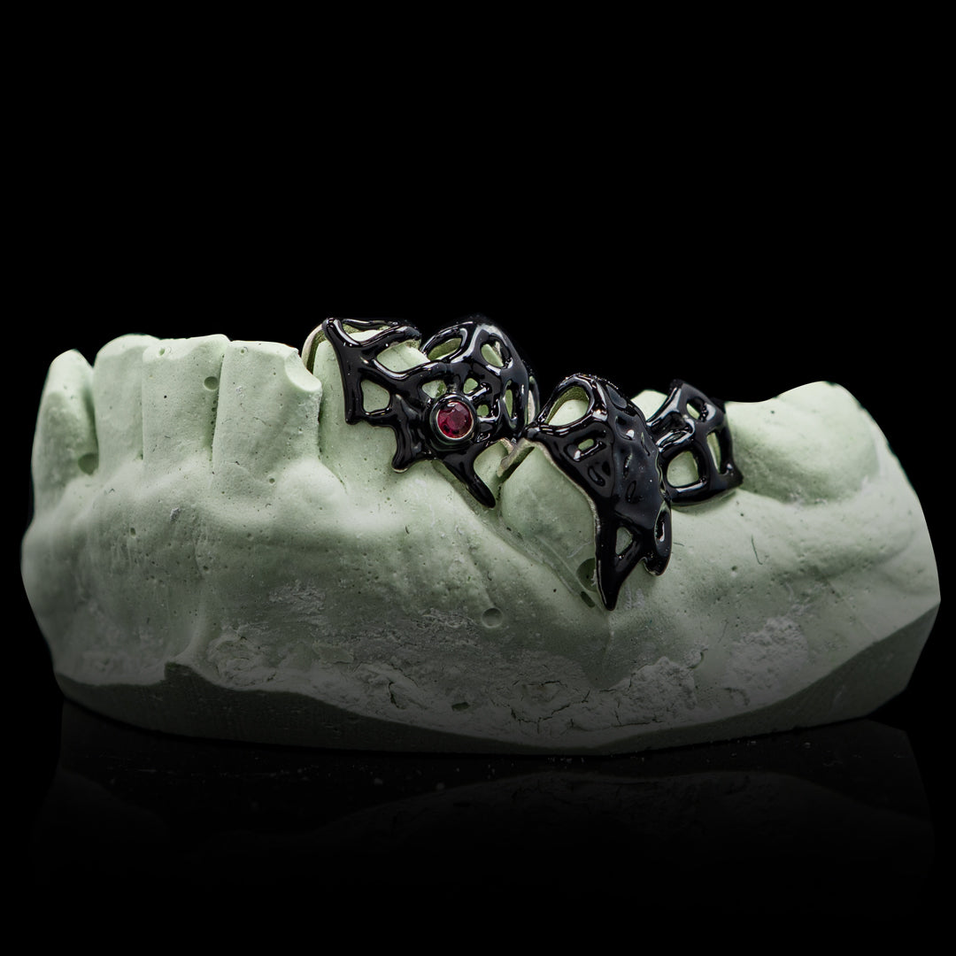 Spider Web Enamel Opal Grillz