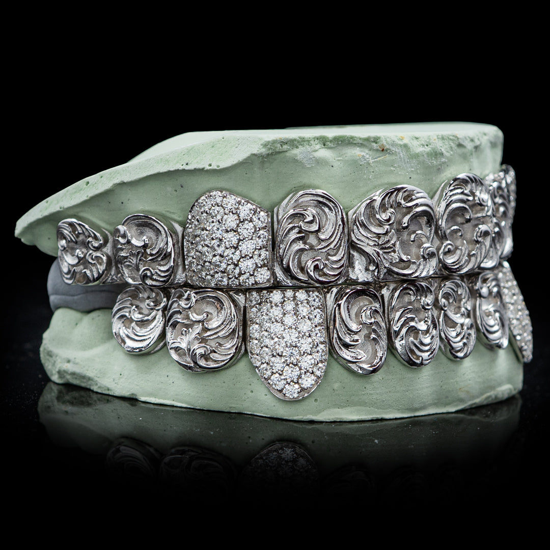 Filigree with Iced Fangs Grillz and Flush Tips