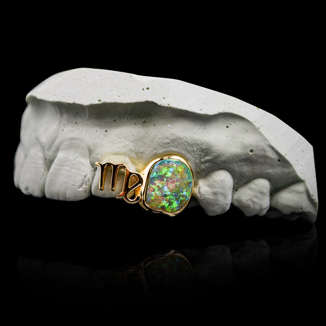Virgo Opal Zodiac Sign Double Cap Grillz