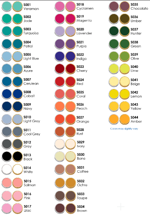Color chart for this product