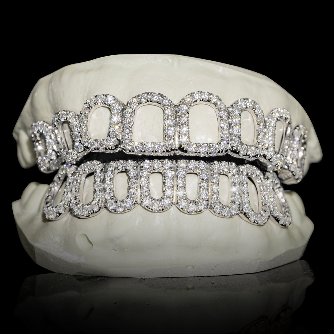 Iced VVS Moissanite Open Face Grillz