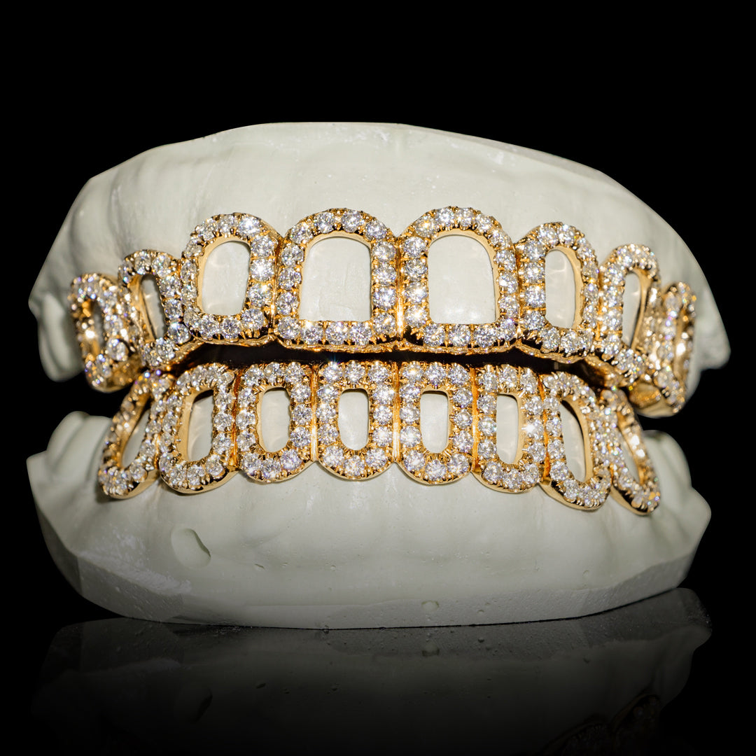 Iced VVS Moissanite Open Face Grillz