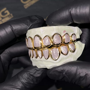 Solid Gold Two Tone Diamond Dust Grillz