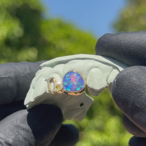 Capricorn Opal Zodiac Sign Double Cap Grillz