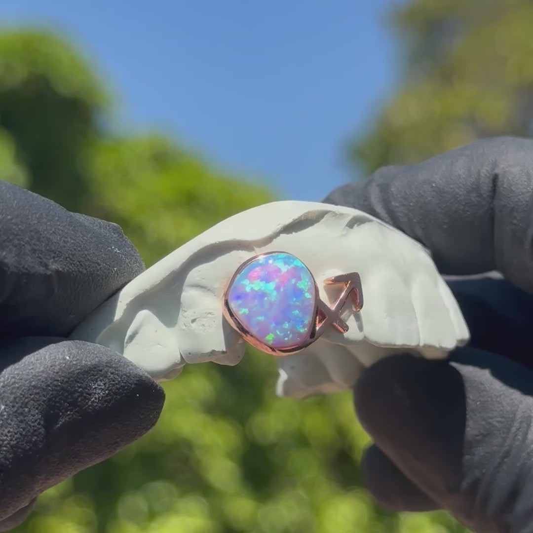 Sagittarius Opal Zodiac Sign Double Cap Grillz