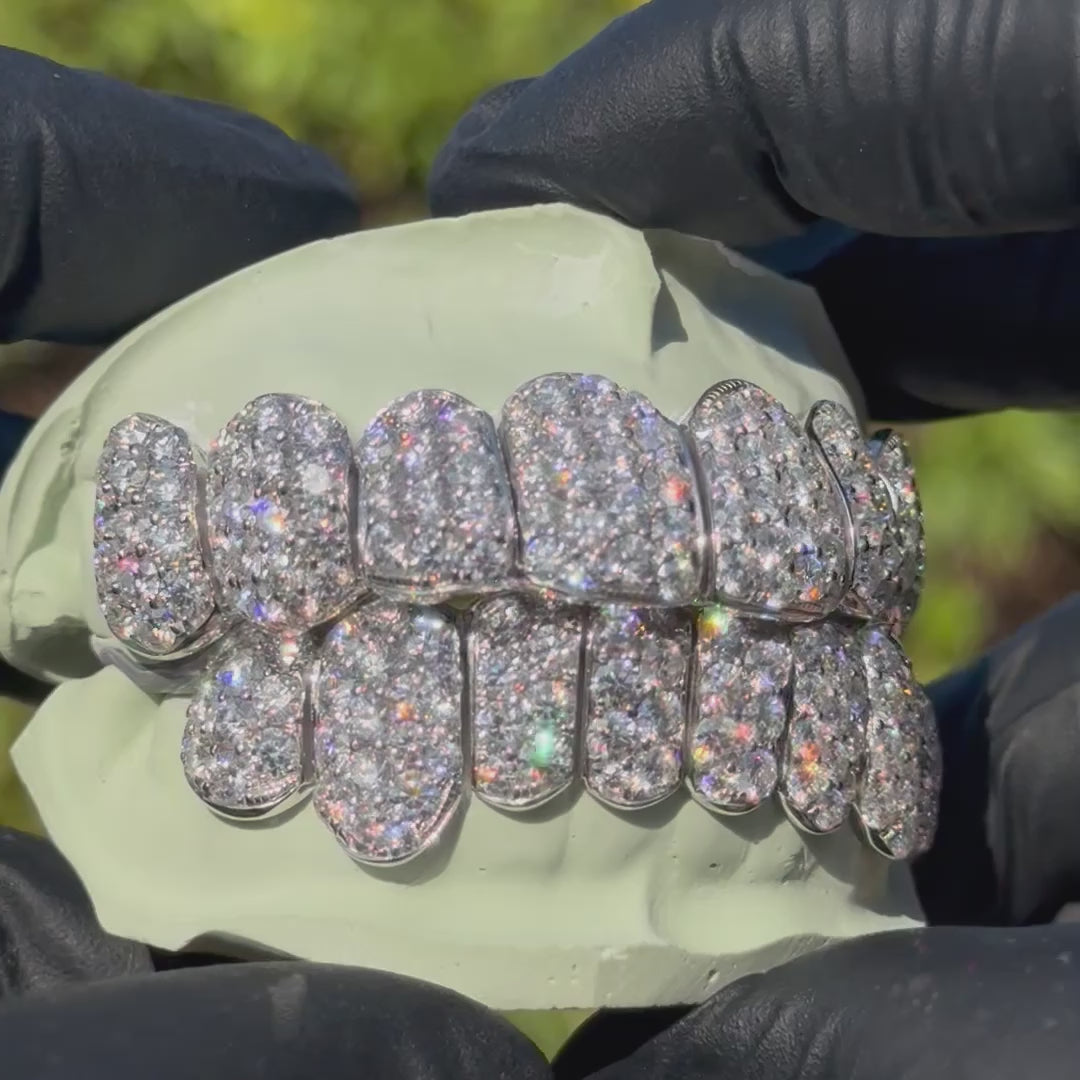 Iced VVS Moissanite Grillz with Large Moissanites (Zig Zag Setting)