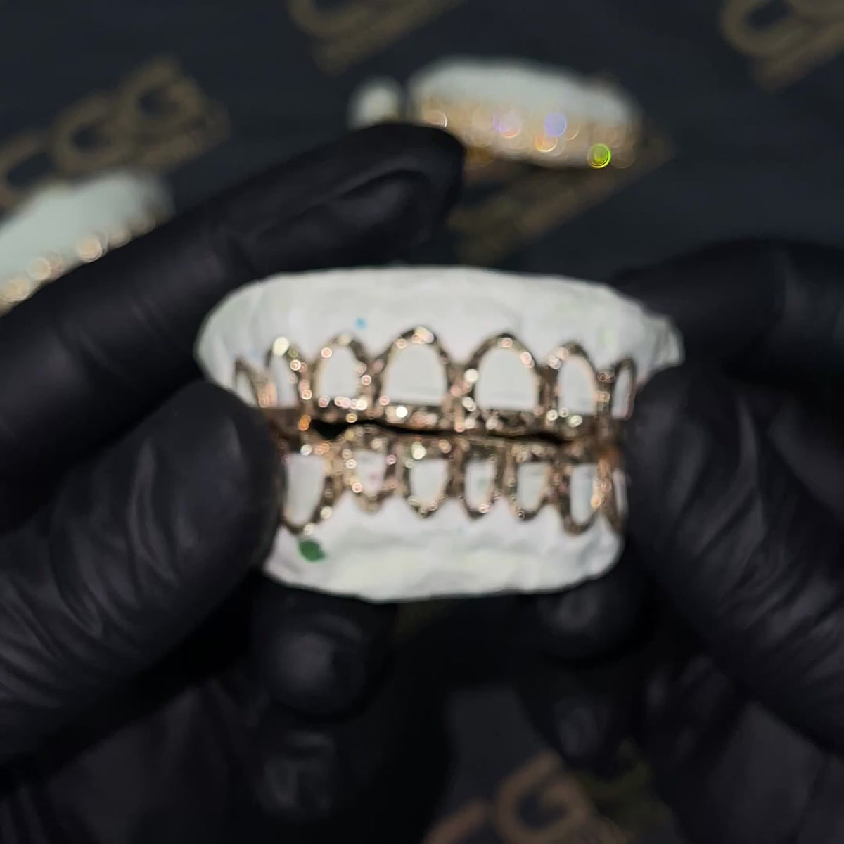 Solid Gold Open Face Diamond Cut With Diamond Dust Grillz