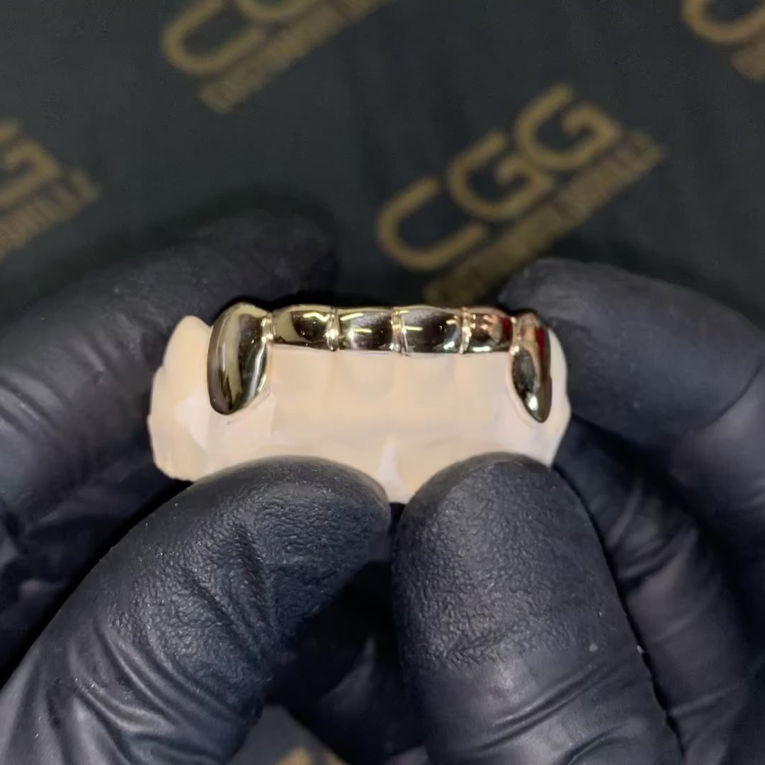 Solid Gold 6 Teeth with Connecting Bridge Grillz Bar