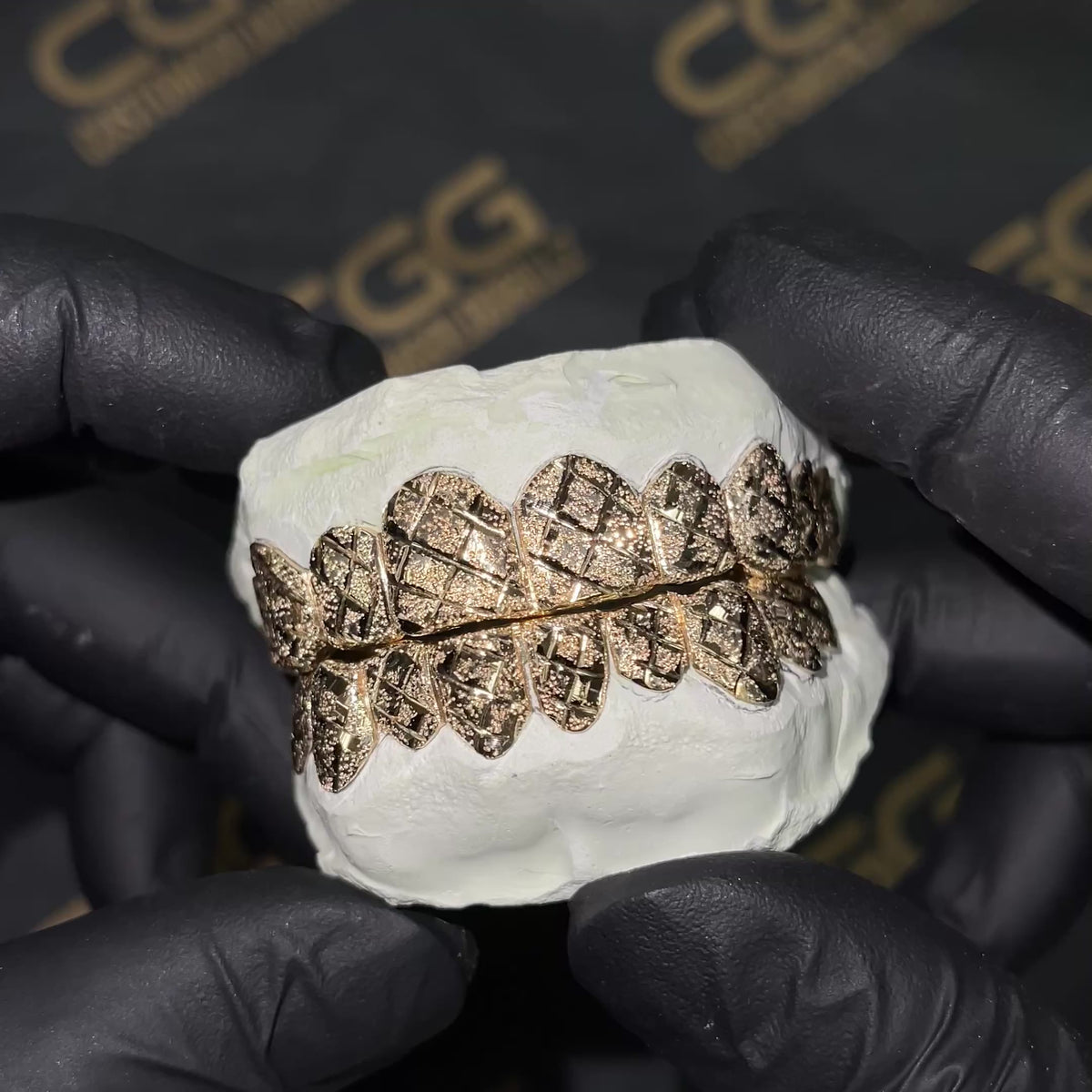 Solid Gold Diamond Cut with Diamond Dust Grillz