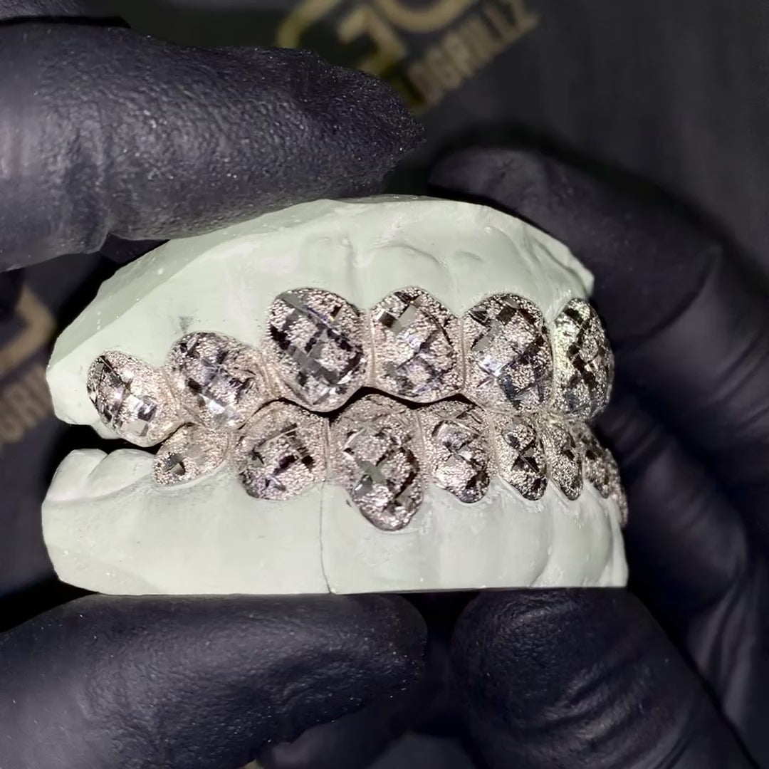 Solid .925 Sterling Silver Diamond Cut with Diamond Dust Grillz