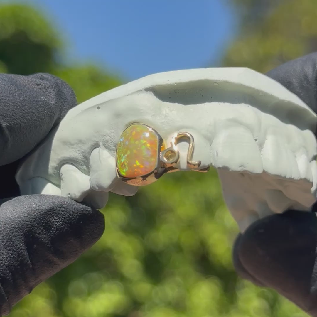 Leo Opal Zodiac Sign Double Cap Grillz