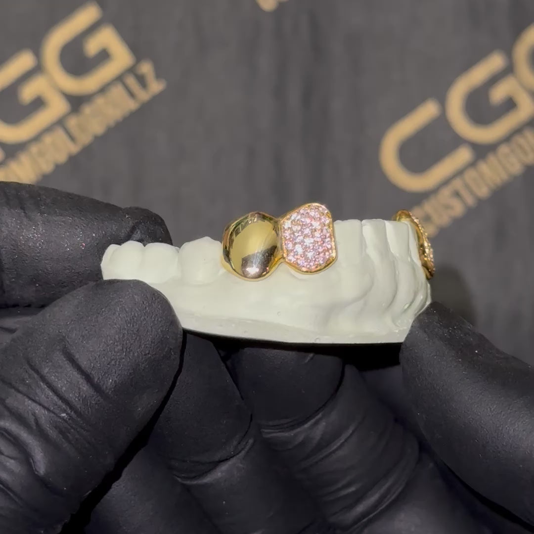 Solid and Iced Bottom Double Cap Grillz