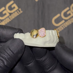 Solid and Iced Bottom Double Cap Grillz